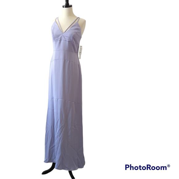 Nicole Miller Dress 4 Purple Lavender Strap Cage V-Neck Formal Maxi Floor Length - Picture 5 of 14